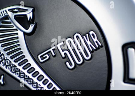 Emblema Shelby Mustang - è una versione ad alte prestazioni della foto stock di Ford Mustang Foto Stock