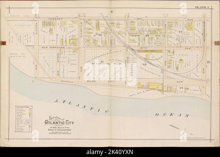 Atlantic City, Double Page Plate No. 5 Mappa delimitata da Vermont Ave., Mediterranean Ave., Atlantic Ocean, Pacific Ave. Cartografica. Atlanti, Mappe. 1896. Lionel Pincus e la Principessa Firyal Map Division. Atlantic City (N.J.) Foto Stock