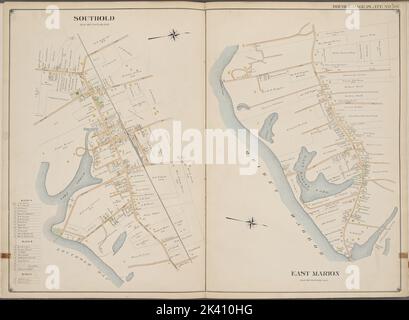 Suffolk County, V. 2, Double Page Plate No. 26 Mappa delimitata da South Hold, East Marion Cartographic. Atlanti, Mappe. 1902 - 1909. Lionel Pincus e la Principessa Firyal Map Division. Contea di Suffolk (N.Y.) Foto Stock