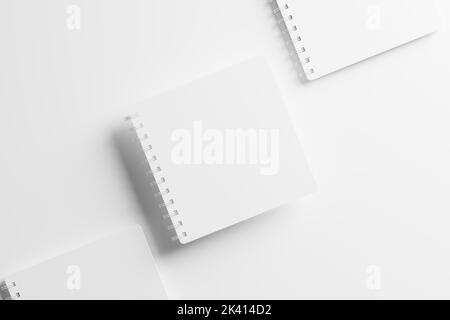Quadre a spirale notebook 3D rendering bianco Mockup Foto Stock