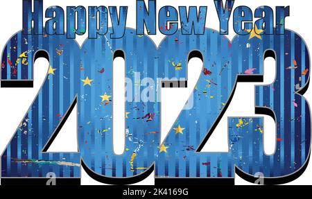 Felice anno nuovo 2023 con la bandiera dell'Alaska dentro - Illustrazione, 2023 NUMERI FELICI DI ANNO NUOVO, 2023 numeri di bandiera dell'Alaska Illustrazione Vettoriale