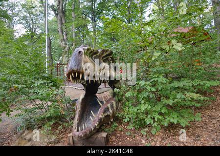 Tirannosauro - preistoria dinosauro che mostra la sua bocca toothy Foto Stock