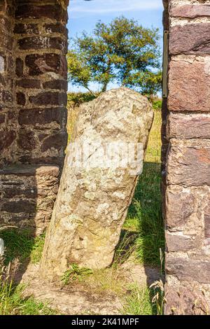La pietra di Caractacus (o pietra di Caratacus), pensata a data dal 6th ° secolo, sulla collina di Winsford nel Parco Nazionale di Exmoor, Somerset UK Foto Stock