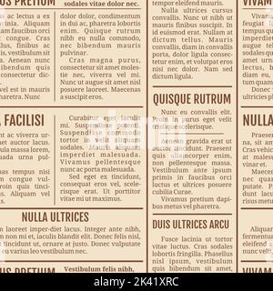 Vecchio modello senza giunture di giornale, sfondo vettoriale di carta da giornale vintage texture pagina. Stampa di testi di giornali, newsletter, riviste o riviste con colonne, articoli e titoli di notizie quotidiane Illustrazione Vettoriale