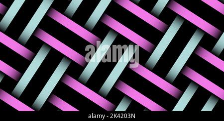 Luminoso sfondo multicolore in vimini. Ripetizione geometrica senza giunture. Illustrazione psichedelica astratta. Illustrazione 3D Foto Stock