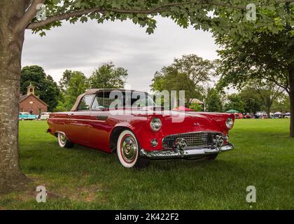 DEARBORN, MI/USA - 15 GIUGNO 2019: Un'auto Ford Thunderbird del 1955, la fiera automobilistica Henry Ford (THF) Motor Muster, al Greenfield Village, vicino a Detroit, Michig Foto Stock