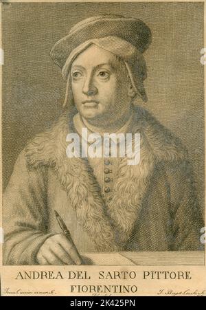 Ritratto del pittore italiano Andrea del Sarto, 1700 ca. Foto Stock