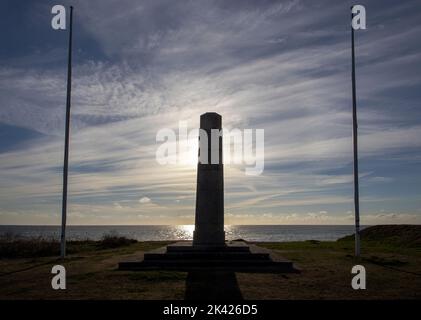 Il memoriale presentato agli abitanti locali dagli Stati Uniti a Slapton Sands in Devon, Regno Unito Foto Stock