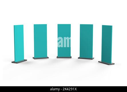 Vuoto bianco pilone mockup, vista laterale, isolato. Cancella modello poster. rendering 3d. Mock up pubblicità vuota cartellone. Banner esterno commerciale per Foto Stock