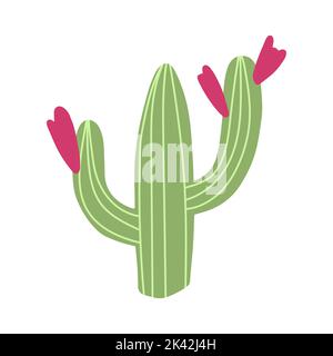 Illustrazione vettoriale del cactus in cartoon disegno a mano ingenuo stile scandinavo per l'abbigliamento del bambino, tessile e design del prodotto, carta da parati, carta da imballaggio, Illustrazione Vettoriale