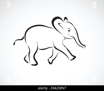 Vettore di disegno di piccolo elefante su sfondo bianco. Animali selvatici. Logo o icona Elephant. Illustrazione vettoriale a strati facilmente modificabile. Illustrazione Vettoriale