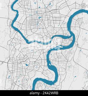 Mappa vettoriale di Chongqing. Mappa dettagliata dell'area amministrativa della città di Chongqing. Panorama urbano. Illustrazione vettoriale senza royalty. Mappa stradale con autostrade Illustrazione Vettoriale