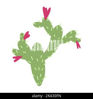 Illustrazione vettoriale di cactus in cartoon disegno a mano ingenuo stile scandinavo per l'abbigliamento del bambino, tessile e design del prodotto, carta da parati, carta da imballaggio Illustrazione Vettoriale