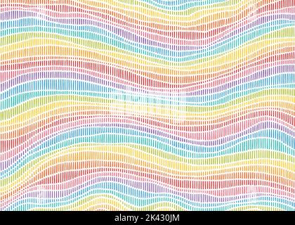 Linea tratteggiata astratta con motivo ondulato. Texture ondulata a strisce. Illustrazione vettoriale disegnata a mano. Illustrazione Vettoriale