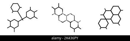 Insieme di molecole e struttura della sostanza su sfondo bianco. Illustrazione vettoriale Illustrazione Vettoriale