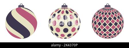 Set di palle d'epoca natalizie. Illustrazione vettoriale Illustrazione Vettoriale