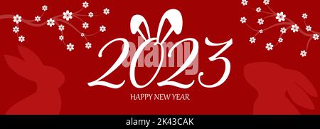 Felice anno nuovo, Capodanno cinese 2023. Anno del coniglio. Illustrazione vettoriale Illustrazione Vettoriale
