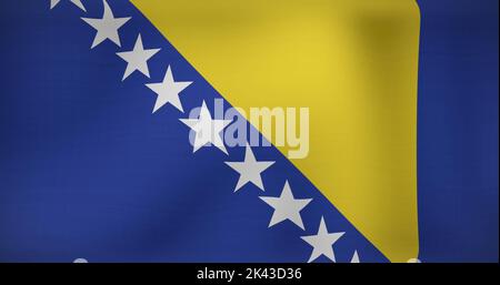 Immagine del trattamento dei dati sulla bandiera della bosnia-erzegovina Foto Stock