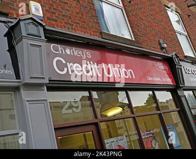 Credit Union Office a Chorley, Lancashire, Inghilterra, aiutando le persone povere ad accedere al risparmio e alla finanza, 29 Market St, Chorley, PR7 2SY Foto Stock