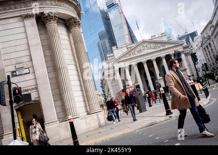 Nella City of London, il quartiere finanziario della capitale, il 29th settembre 2022, nella City of London, Inghilterra. Foto Stock