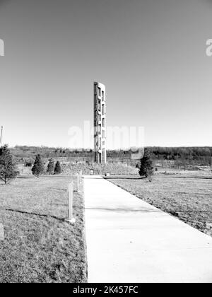 Un'immagine in scala di grigi del Flight 93 National Memorial Foto Stock