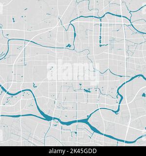 Mappa vettoriale Foshan. Mappa dettagliata dell'area amministrativa della città di Foshan. Panorama urbano. Illustrazione vettoriale senza royalty. Road map con autostrade, rive Illustrazione Vettoriale