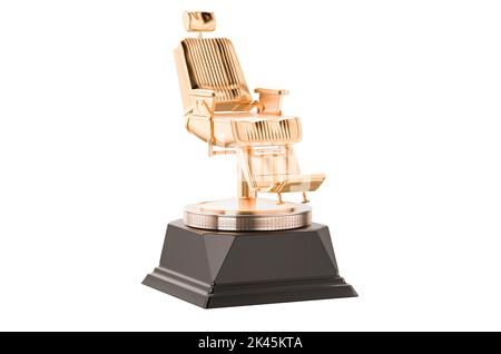 Barbiere sedia Golden Award. 3D rendering isolato su sfondo bianco Foto Stock