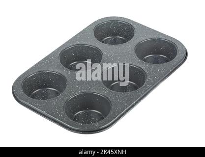 Forgi con sei recessi per fare i muffin nel forno a casa. Spazio di copia. Foto Stock