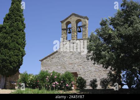 Campanile Isola Maggiore, Lago Trasimeno, Umbria, Italia Centrale Foto Stock