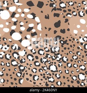 Astratto moderno leopardo motivo senza giunture con cerchi. Animali sfondo alla moda. Illustrazione vettoriale decorativa a colori per stampa, cartoncino, tessuto Illustrazione Vettoriale
