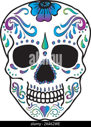 Lo zucchero giorno del cranio dei morti dia de los muertos Illustrazione Vettoriale