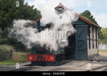 Stazione le Crotoy sulla ferrovia leggera Baie de Somme. Foto Stock