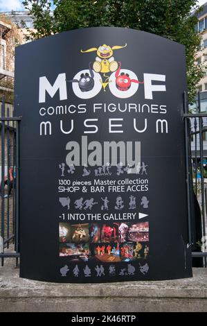 Cartello MOOF Museum, Bruxelles, Belgio Foto Stock