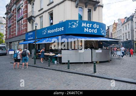 Ristorante di pesce Mer du Nord in Rue Sainte-Catherine, Bruxelles, Belgio Foto Stock