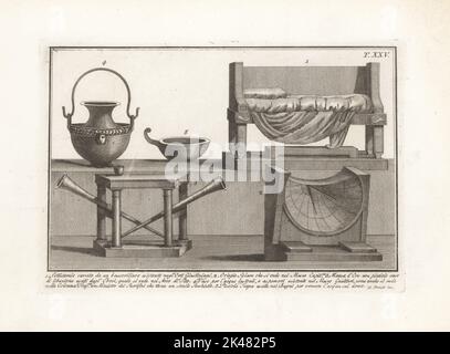 Bancherete il divano o il lettosternium da un bassorilievo nel Tempio