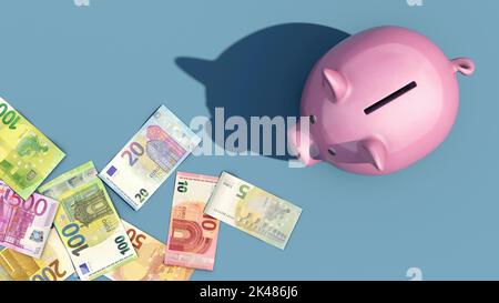 Feed il piggy bank - immagine simbolica sul tema del risparmio di denaro Foto Stock