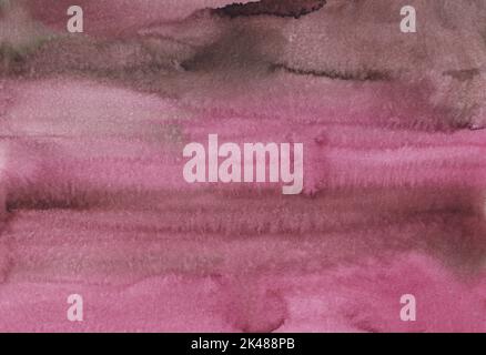 Acquerello sporco marrone e rosa pittura di fondo. Struttura astratta di acquerello calma. Macchie sulla carta. Foto Stock