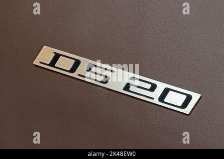 Badge DS 20 sul retro della vettura Citroen Foto Stock