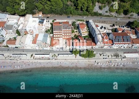 Sutomore, Montenegro. Come visto da Drone. Foto Stock