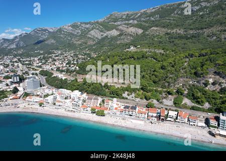 Sutomore, Montenegro. Come visto da Drone. Foto Stock