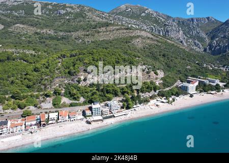 Sutomore, Montenegro. Come visto da Drone. Foto Stock