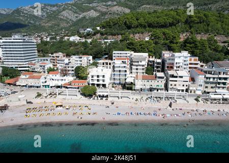 Sutomore, Montenegro. Come visto da Drone. Foto Stock