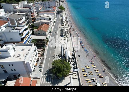 Sutomore, Montenegro. Come visto da Drone. Foto Stock