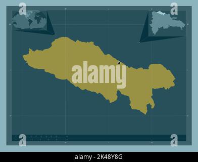 Puerto Plata, provincia della Repubblica Dominicana. Forma a tinta unita. Mappe delle posizioni ausiliarie degli angoli Foto Stock