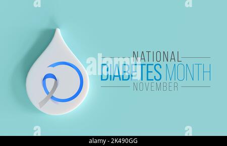 Il mese nazionale del diabete è osservato ogni anno nel mese di novembre, è la principale campagna globale di sensibilizzazione focalizzata sul diabete. Rendering 3D Foto Stock
