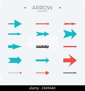 Set Premium di linee a freccia. Set di icone del vettore freccia. Simboli vettoriali moderni. Pittogramma semplice e minimo. Vettore Illustrazione Vettoriale
