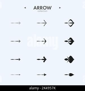 Semplice serie di icone a freccia. Set di icone del vettore freccia. Stile alla moda. Pittogramma semplice e minimo. Vettore Illustrazione Vettoriale