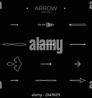 Semplice serie di icone a freccia. Icone freccia lineare impostate. Simboli vettoriali moderni. Pittogramma semplice e minimo. Illustrazione vettoriale Illustrazione Vettoriale