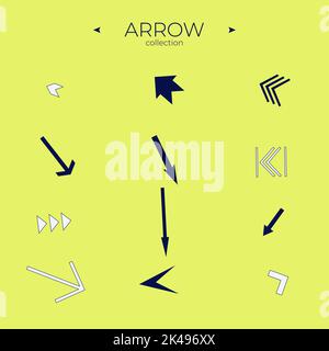 Serie di frecce. Set di frecce colorate. Concetto di logo freccia. Set di simboli. Frecce isolate Illustrazione Vettoriale