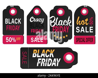 Black friday vendita banner sconto pacchetto illustrazione e vettore Illustrazione Vettoriale